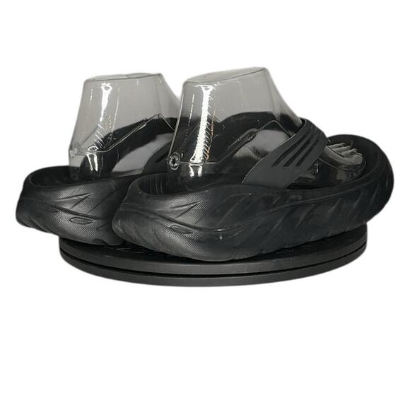Mens Hoka One One Ora Recovery Slip-On Casual Flip-Flop Sandal Size 10 Black - Picture 4 of 6